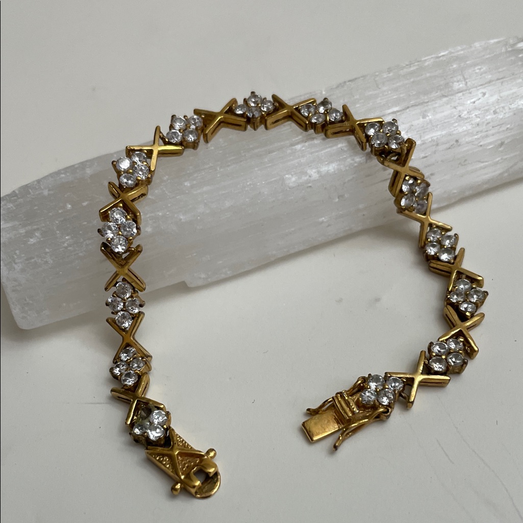 Sterling Silver 925 Gold Bracelet Xoxo Tennis Bracelet With Czs 72$